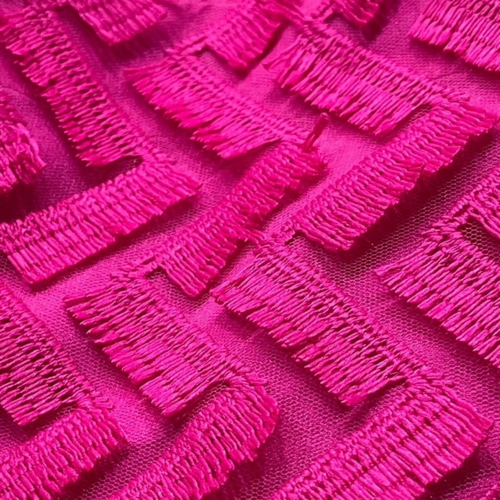 Trina Turk Seaway Eyelash Zigzag Off Shoulder/ Hot Pink Dress Size 2 NWT - Picture 5 of 14